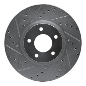 Mazda 3 Brake Rotor (1) - Front Left - R1 Concepts - Drilled & Slotted - Silver - `07-`13
